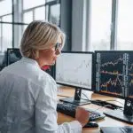 Une femme devant le trading