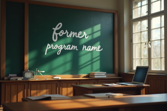 Tableau d'ancienne salle de classe avec ordinateur moderne