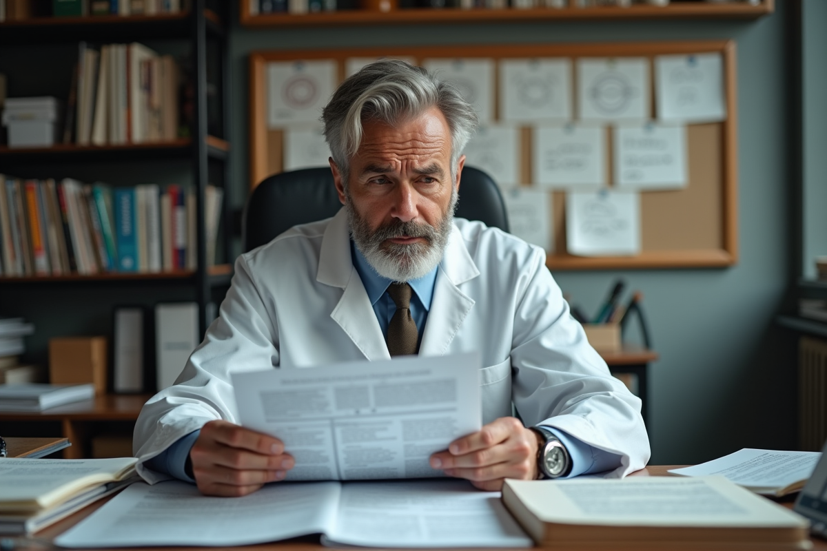 Chercheur scientifique en blouse blanche dans son bureau