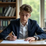 Jeune lyceen concentré devant son application Parcoursup