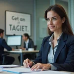 Femme en entretien de conseil avec un conseiller Pôle emploi dans un bureau moderne, illustrant l'accompagnement Solerys pour le retour à l'emploi