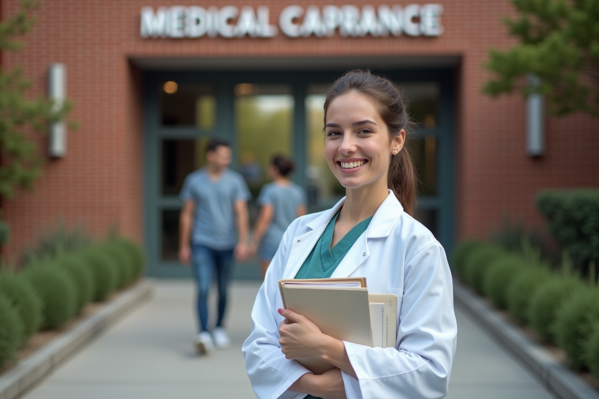 Étudiante en soins infirmiers dehors à l