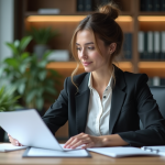 Femme d'affaires confiante dans un bureau moderne