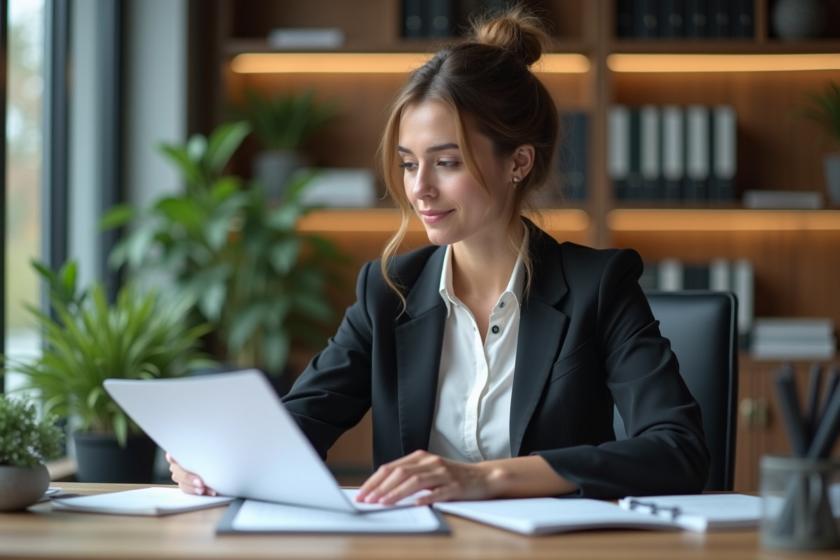 Femme d'affaires confiante dans un bureau moderne