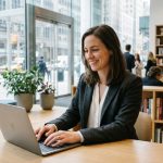 Femme confiante au bureau en tenue professionnelle