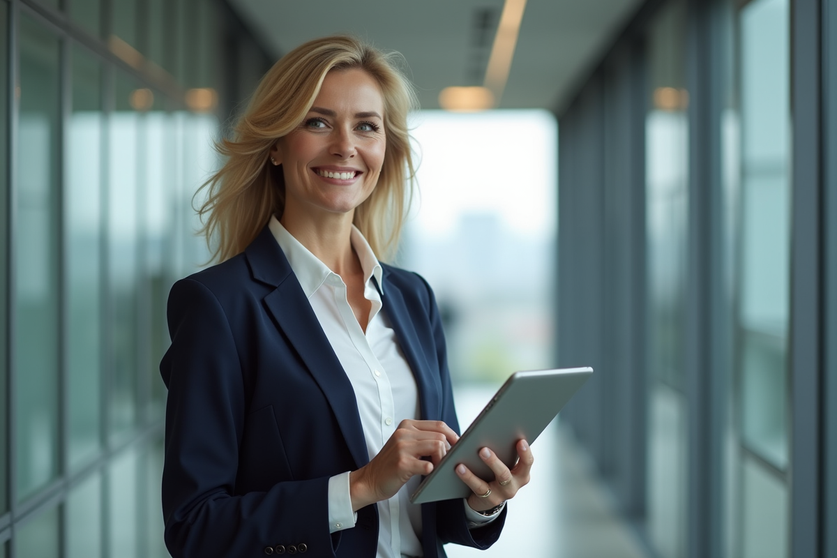 Femme confiante dans un couloir d