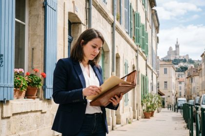 Jeune femme d'affaires dans une ville de Mille