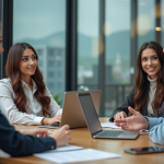 Groupe de collègues en réunion dans un bureau moderne