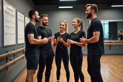 Groupe de danseurs dans un studio moderne en réunion