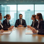 Groupe de professionnels en réunion dans un bureau moderne