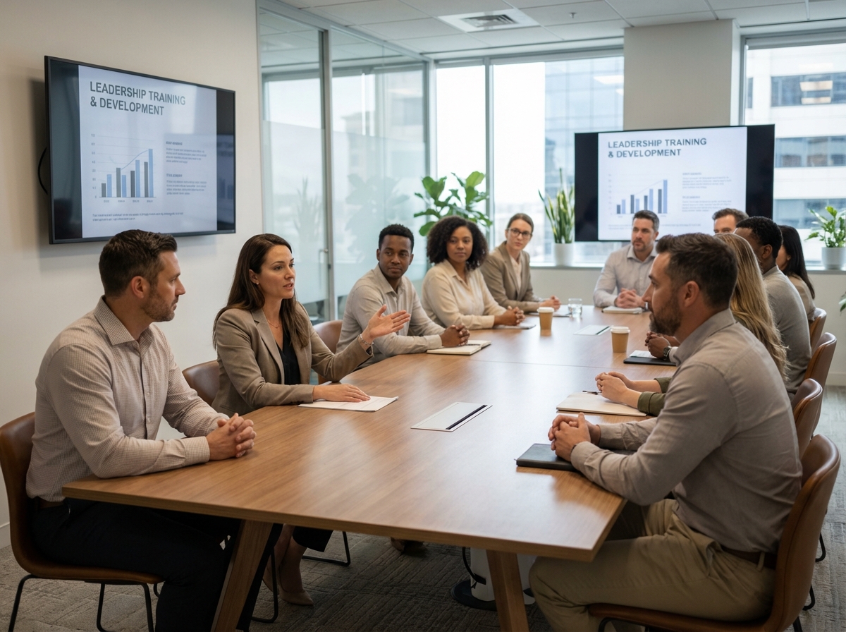 Groupe de professionnels en réunion d'affaires modernes