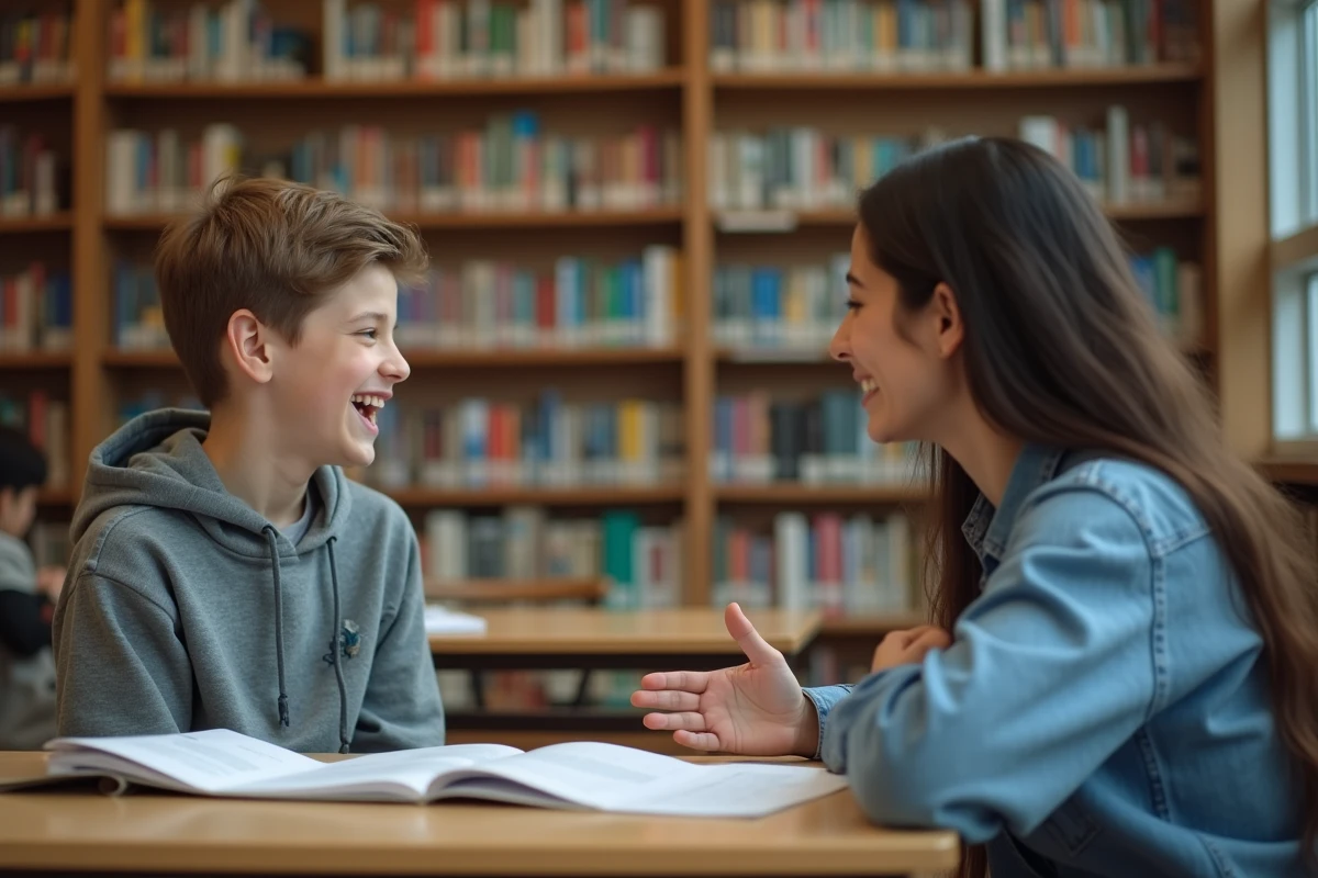 Adolescent discutant avec un conseiller d