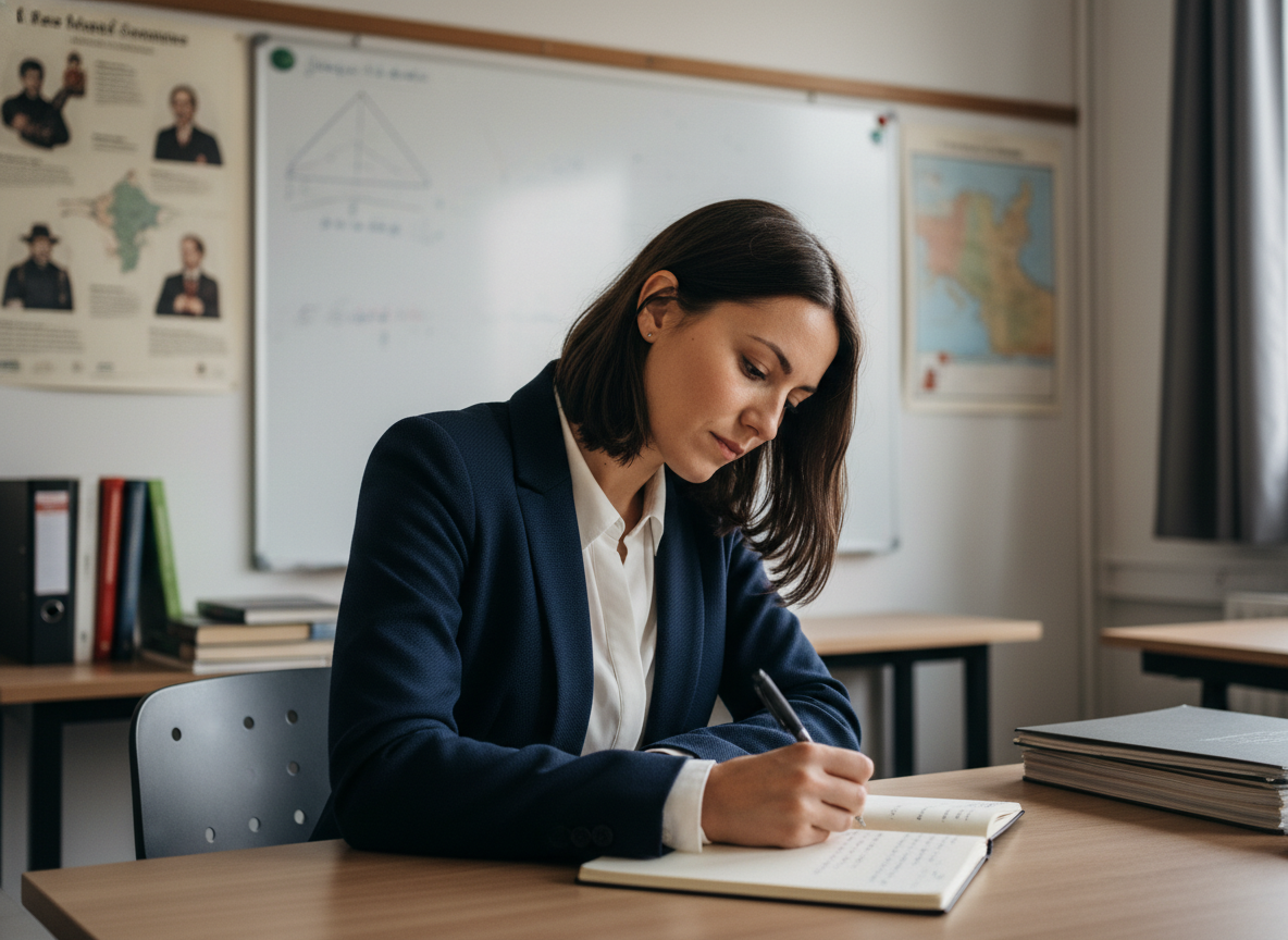 Jeune femme professionnelle prenant des notes dans un bureau moderne