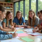 Jeunes en brainstorming dans un centre communautaire