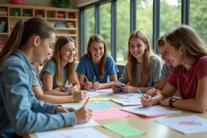 Jeunes en brainstorming dans un centre communautaire