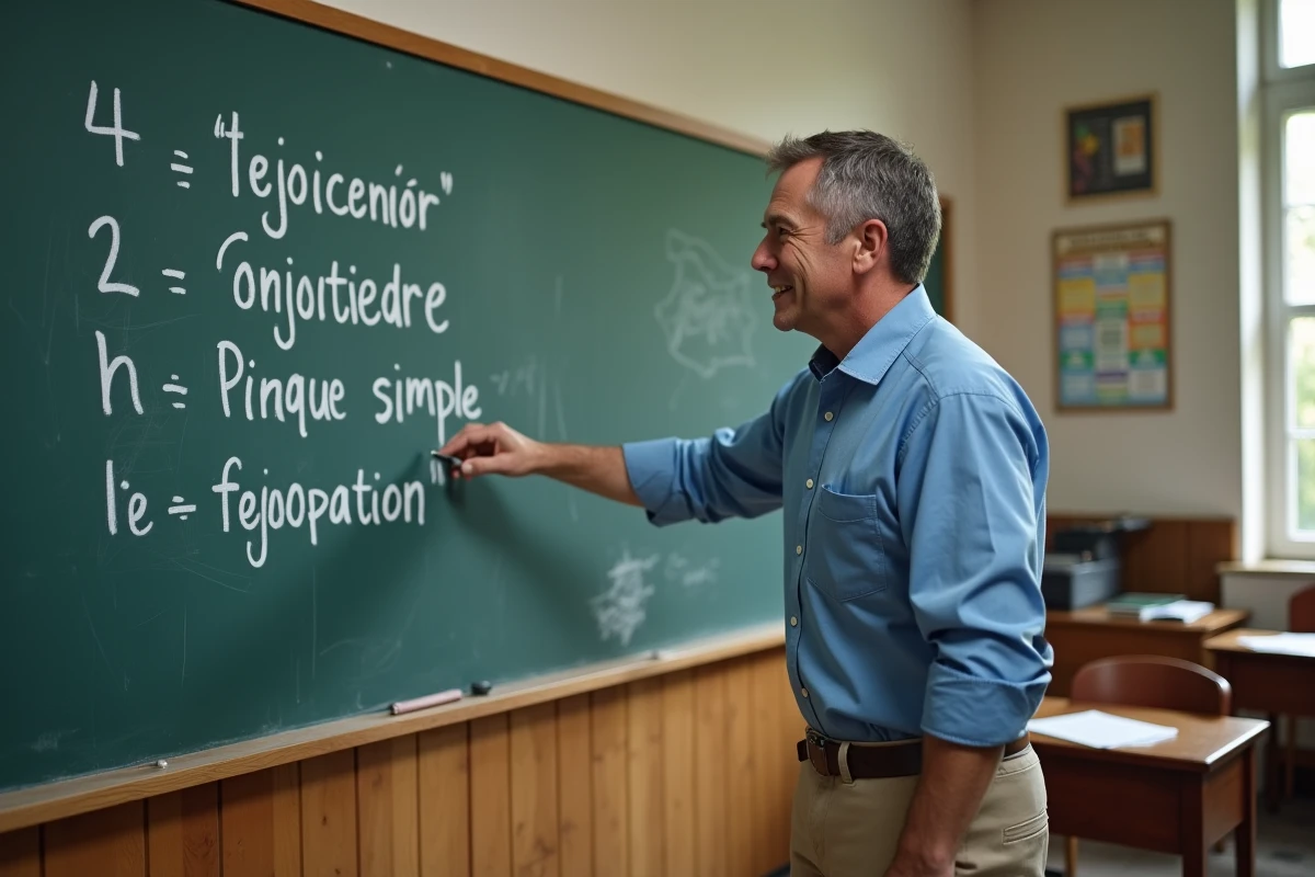 Professeur de français expliquant la conjugaison aux élèves