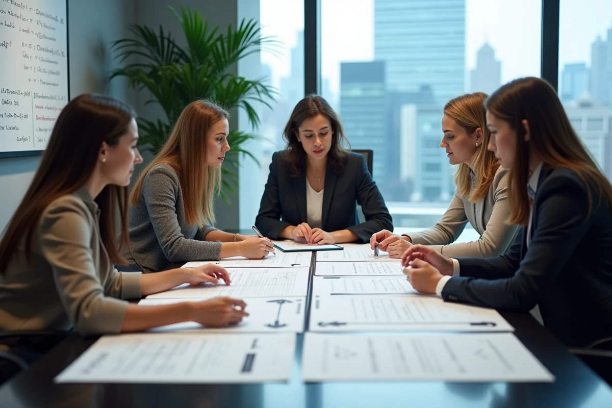 Groupe de jeunes professionnels en discussion autour d