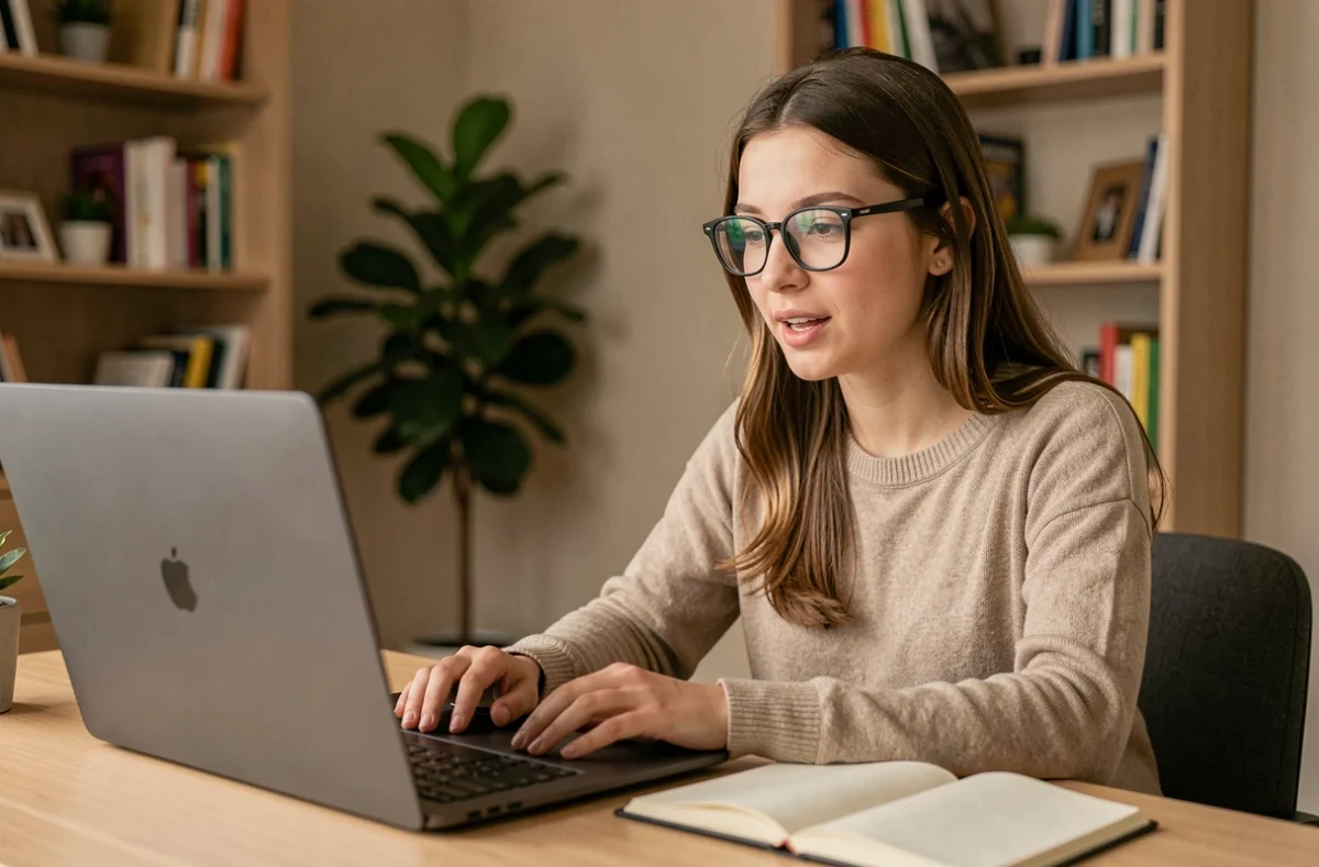 Tutrice des Sherpas donnant un cours particulier en ligne depuis son domicile